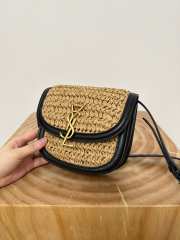 Uubags YSL Kaia Raffia Medium Bag In Natural/ Black 18x15.5x5.5cm - 4