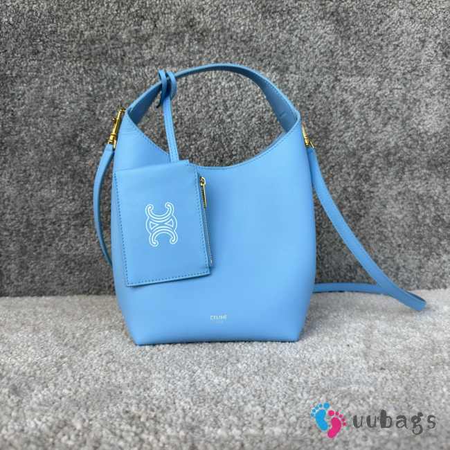 Uubags Celine Small Hobo Bag In Blue Supple Smooth Calfskin 18x31x6cm - 1