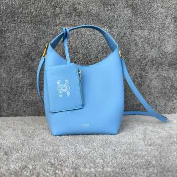 Uubags Celine Small Hobo Bag In Blue Supple Smooth Calfskin 18x31x6cm