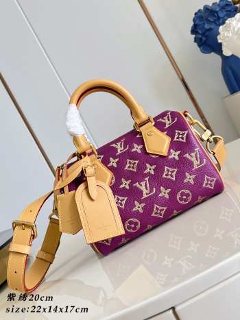 Uubags Louis Vuitton M28088 Speedy P9 Bandoulière 20 Bag In Golden Lotus Purple Calfskin 22x14x17.5cm