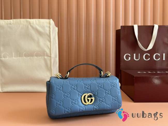 Uubags Gucci Milano GG Small Blue GG Leather Top Handle Bag 22x13x6cm - 1