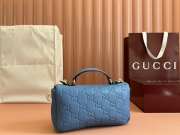 Uubags Gucci Milano GG Small Blue GG Leather Top Handle Bag 22x13x6cm - 6