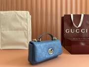 Uubags Gucci Milano GG Small Blue GG Leather Top Handle Bag 22x13x6cm - 4