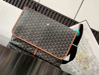 Uubags Goyard Capetien messenger MM bag in black & tan 26x13x39cm