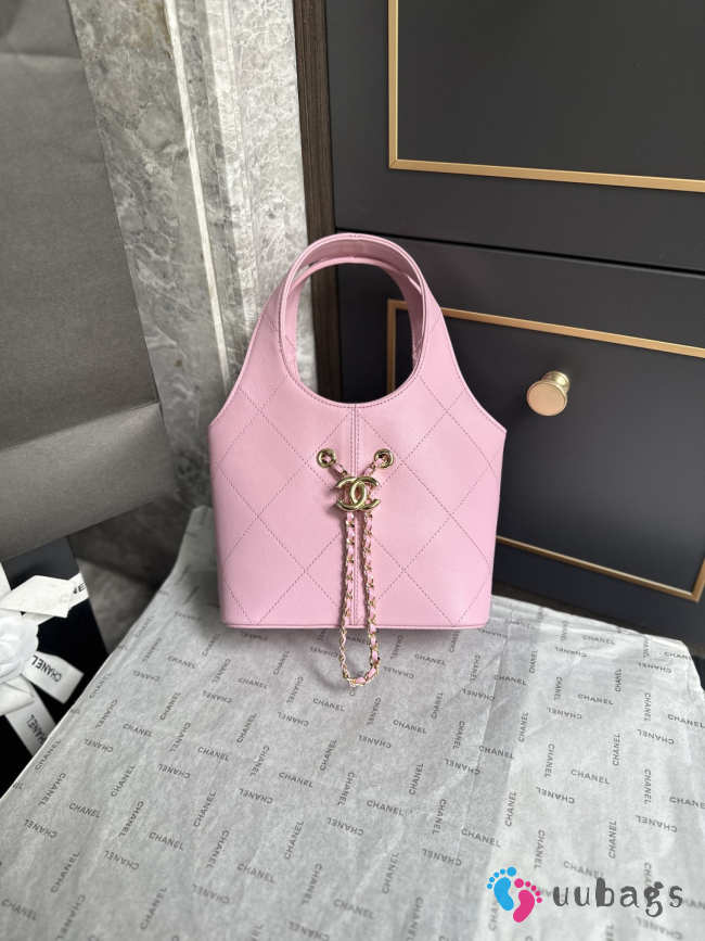 Uubags Chanel AS6132 small shopping bag calfskin and gold-plated metal in pink 27.5x21x10cm - 1