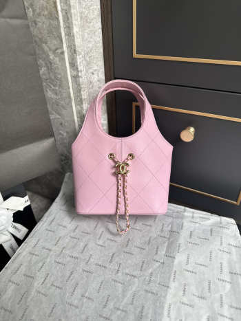 Uubags Chanel AS6132 small shopping bag calfskin and gold-plated metal in pink 27.5x21x10cm
