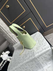 Uubags Chanel AS6132 small shopping bag calfskin and gold-plated metal in green mint 27.5x21x10cm - 5