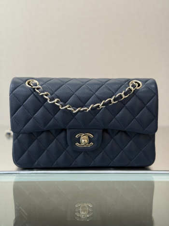 Uubags Chanel Small Classic 11.12 Handbag Caviar & Gold-Tone Metal In Dark Blue 23cm