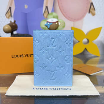 Uubags Louis Vuitton Passport Cover Monogram Empreinte Leather In Grape Blue 10x2.5x14cm