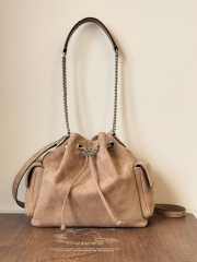 Uubags Tory Burch Small Charlie Quilted Suede Drawstring Shoulder Bag In Brown 23.5x23x10.2cm - 1
