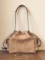 Uubags Tory Burch Small Charlie Quilted Suede Drawstring Shoulder Bag In Brown 23.5x23x10.2cm - 6