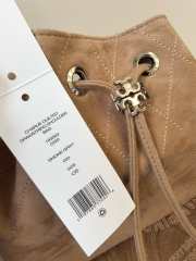 Uubags Tory Burch Small Charlie Quilted Suede Drawstring Shoulder Bag In Brown 23.5x23x10.2cm - 3