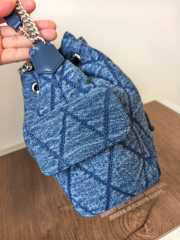 Uubags Tory Burch Small Charlie Quilted Denim Drawstring Shoulder Bag 23.5x23x10.2cm - 6