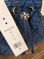 Uubags Tory Burch Small Charlie Quilted Denim Drawstring Shoulder Bag 23.5x23x10.2cm - 3