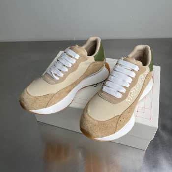 Uubags Alexander Mcqueen Beige Suede Trainers With Oversized Rubber