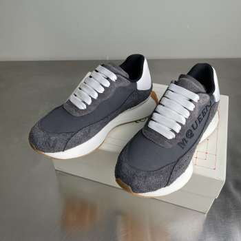 Uubags Alexander Mcqueen Grey Suede Trainers With Oversized Rubber