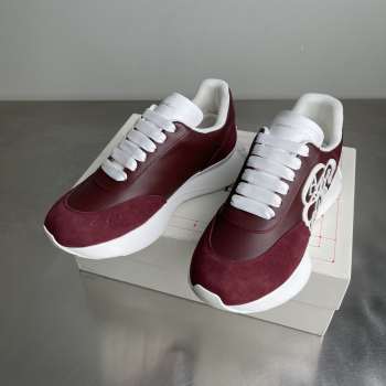 Uubags Alexander Mcqueen Burgundy Suede Trainers With Oversized Rubber