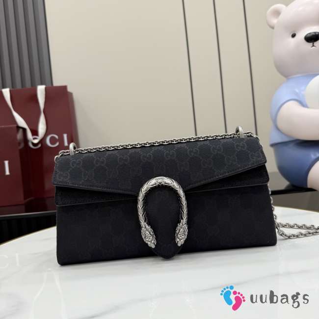 Uubags Gucci Dionysus medium shoulder bag in black GG canvas 28x14x7cm - 1