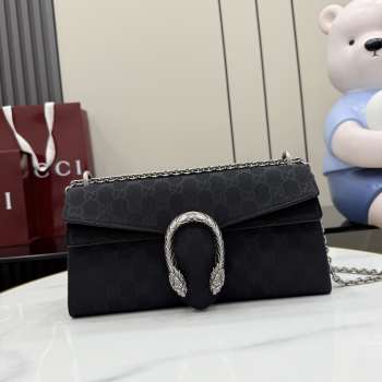 Uubags Gucci Dionysus medium shoulder bag in black GG canvas 28x14x7cm
