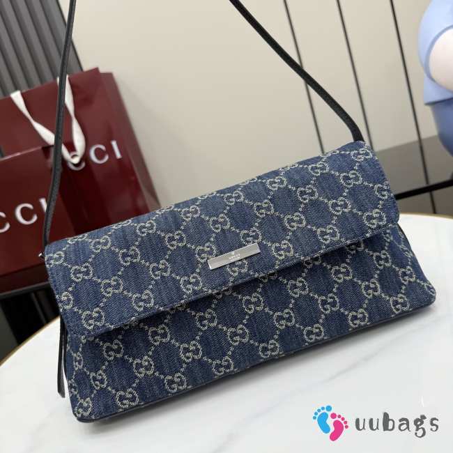 Uubags Gucci Madison medium shoulder bag in blue GG denim 31x13x11.5cm - 1