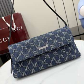 Uubags Gucci Madison medium shoulder bag in blue GG denim 31x13x11.5cm