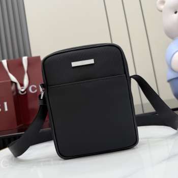 Uubags Gucci Tag small crossbody bag in black canvas 14x20x4cm