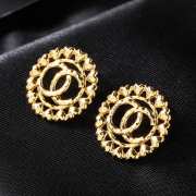 Uubags Chanel CC Heart round metal earrings with gold plating  - 4