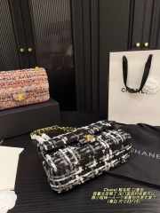 Uubags Chanel Tweed Flap Bag In Black With Gold Chain 25cm - 6