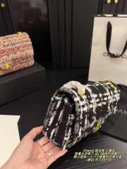 Uubags Chanel Tweed Flap Bag In Black With Gold Chain 25cm - 5