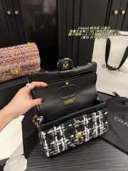 Uubags Chanel Tweed Flap Bag In Black With Gold Chain 25cm - 4