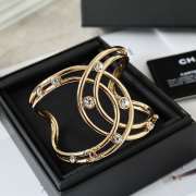 Uubags Chanel Gold Tone Crystal CC Cuff Bracelet - 6