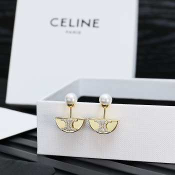 Uubags Celine gold pearl earrings 