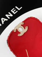 Uubags Chanel Mini Kelly Shopping Bag Raffia-Effect Fabric Wood & Gold-Tone Metal Red, Beige, Black 19x13x7cm - 3