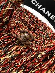 Uubags Chanel Mini Kelly Shopping Bag Raffia-Effect Fabric Wood & Gold-Tone Metal Red, Beige, Black 19x13x7cm - 2