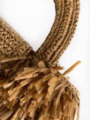 Uubags Chanel Mini Shopping Bag Raffia-Effect Fabric, Wood & Gold-Tone Metal Dark Beige 19x13x7cm - 6