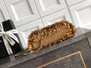 Uubags Chanel Mini Shopping Bag Raffia-Effect Fabric, Wood & Gold-Tone Metal Dark Beige 19x13x7cm - 4