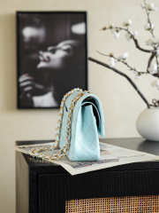 Uubags Chanel Classic Flap Bag In Light Blue with Floral Embellishments 15.5x25.5x6.5cm - 6