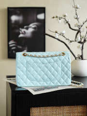 Uubags Chanel Classic Flap Bag In Light Blue with Floral Embellishments 15.5x25.5x6.5cm - 2