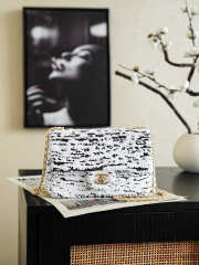 Uubags Chanel Small Flap Bag Sequins & Gold-Tone Metal In Black & White 14x21x8cm - 1
