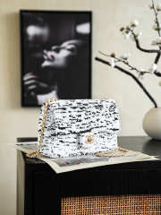 Uubags Chanel Small Flap Bag Sequins & Gold-Tone Metal In Black & White 14x21x8cm - 5