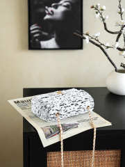 Uubags Chanel Small Flap Bag Sequins & Gold-Tone Metal In Black & White 14x21x8cm - 3