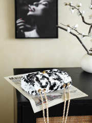 Uubags Chanel Medium Flap Bag Sequins In Black & White 14x21x8cm - 6