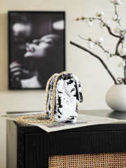 Uubags Chanel Medium Flap Bag Sequins In Black & White 14x21x8cm - 4