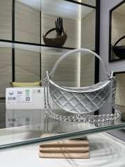 New Arrivals 2026 Chanel clutch silver metallic calfskin with chain & gold-tone metal 15x22x6cm - 5