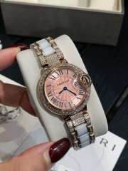 Uubags Cartier Ballon Bleu de Cartier 33mm Diamond Bezel Pink Dial Watch - 1
