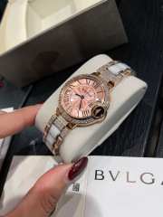 Uubags Cartier Ballon Bleu de Cartier 33mm Diamond Bezel Pink Dial Watch - 2