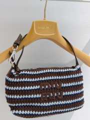 Uubags Miu Miu 5NE841 Crochet Pouch In Cocoa Brown/Celeste 14x18.5x10cm - 1