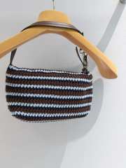 Uubags Miu Miu 5NE841 Crochet Pouch In Cocoa Brown/Celeste 14x18.5x10cm - 3