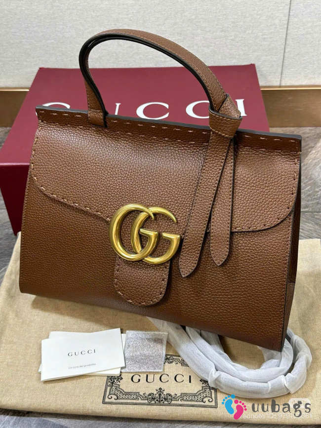 Uubags Gucci GG Marmont leather tote bag in brown 31.5cm - 1