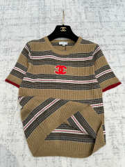 Uubags Chanel CC Logo Striped Knit Sweater Top - 2
